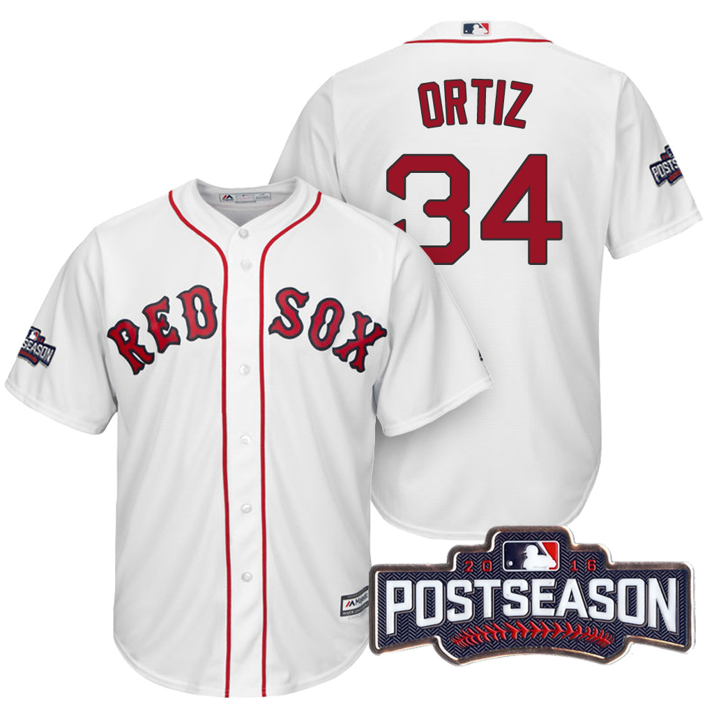 Boston Red Sox David Ortiz #34 AL East Division Champions White 2016 Postseason Patch Cool Base Jersey