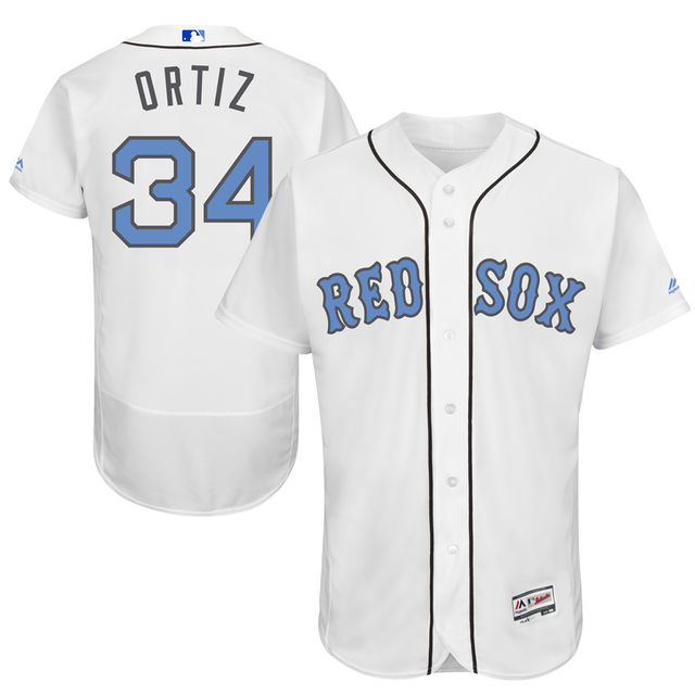 Boston Red Sox #34 David Ortiz Majestic White Fashion 2016 Father's Day Flex Base Jersey