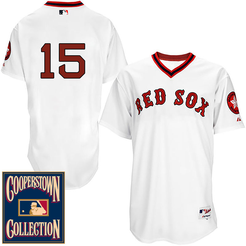 Boston Red Sox #15 Dustin Pedroia White 1976 Turn Back The Clock Throwback Jersey