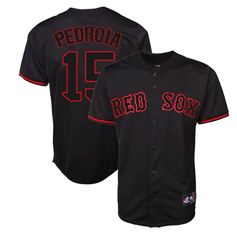 Boston Red Sox #15 Dustin Pedroia Black Fashion Jersey