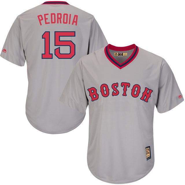 Boston Red Sox Dustin Pedroia #15 Majestic Gray Authentic Turn Back the Clock Jersey