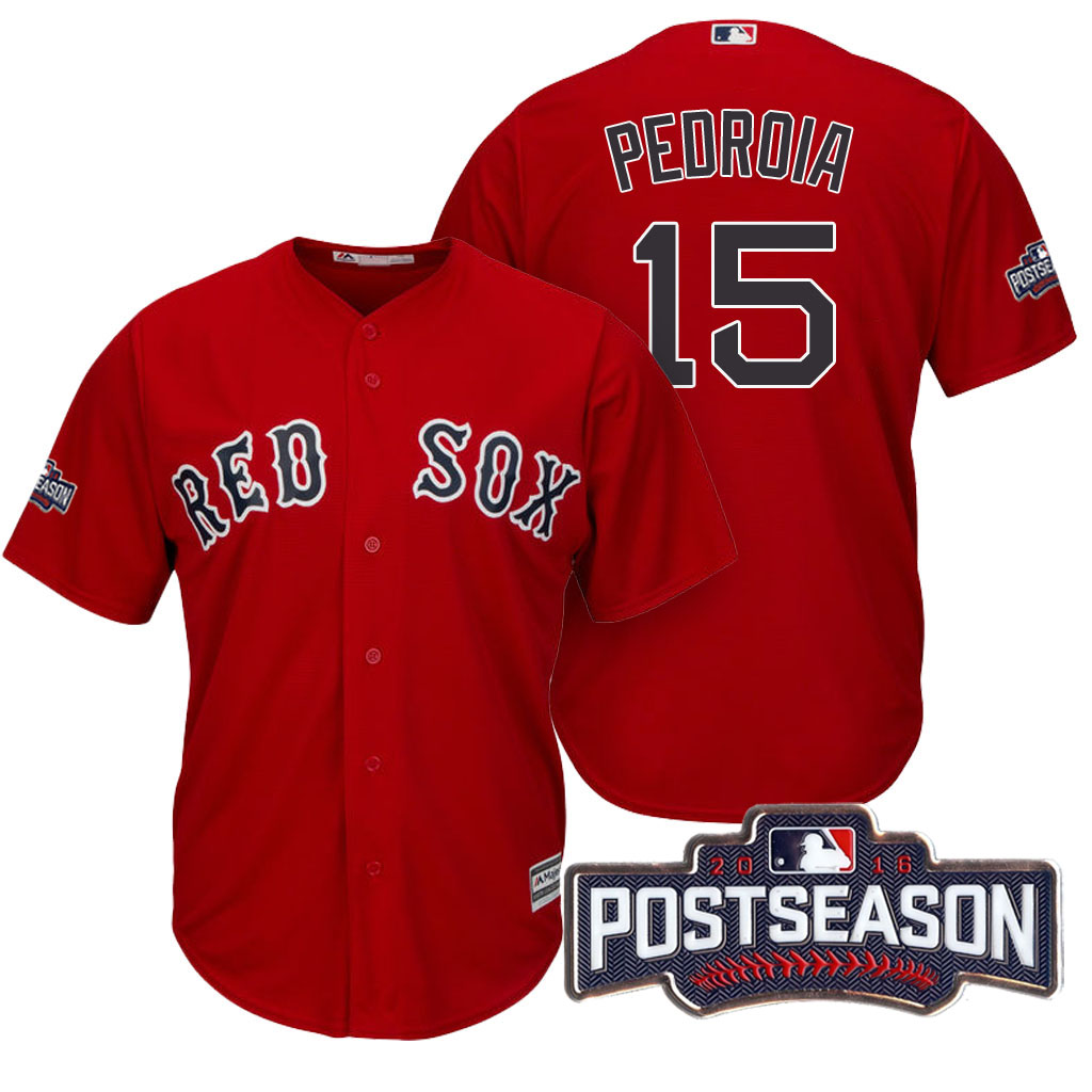 Boston Red Sox Dustin Pedroia #15 AL East Division Champions Red 2016 Postseason Patch Cool Base Jersey