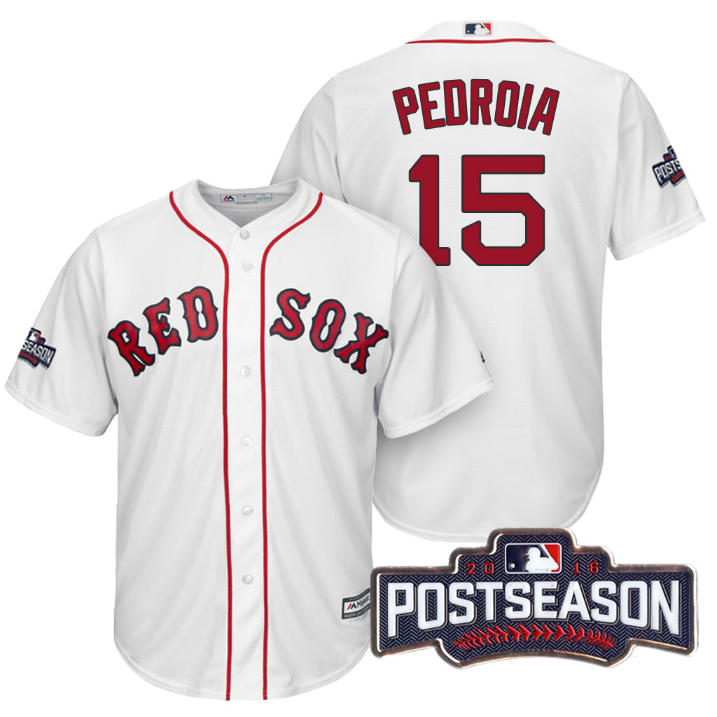 Boston Red Sox Dustin Pedroia #15 AL East Division Champions White 2016 Postseason Patch Cool Base Jersey