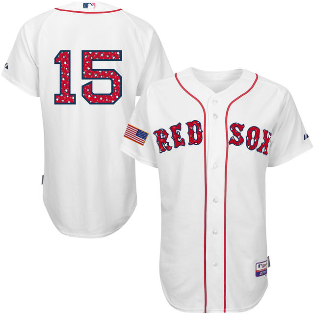 Boston Red Sox Dustin Pedroia #15 White 2016 Independence Day Stars & Stripes Authentic Cool Base Jersey