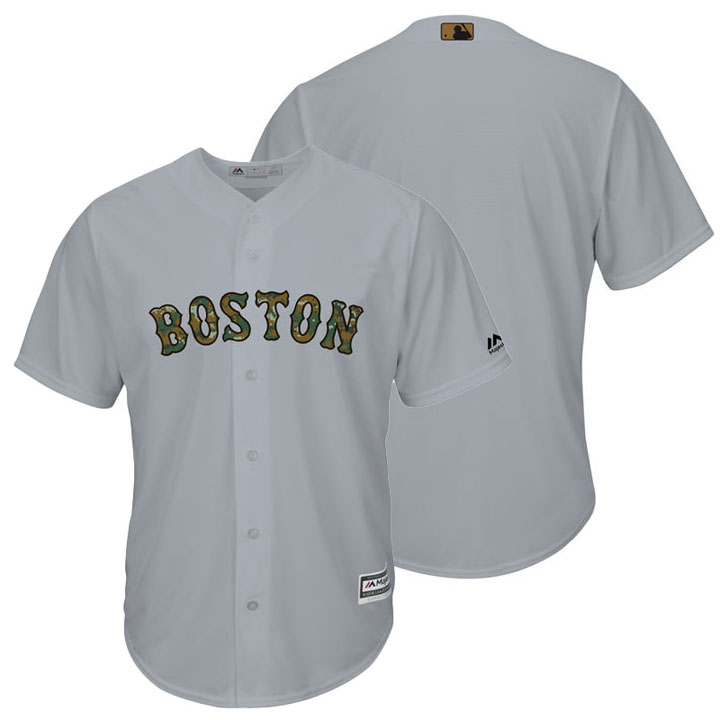 Boston Red Sox Gray Camo Fashion 2016 Memorial Day Cool Base Jersey