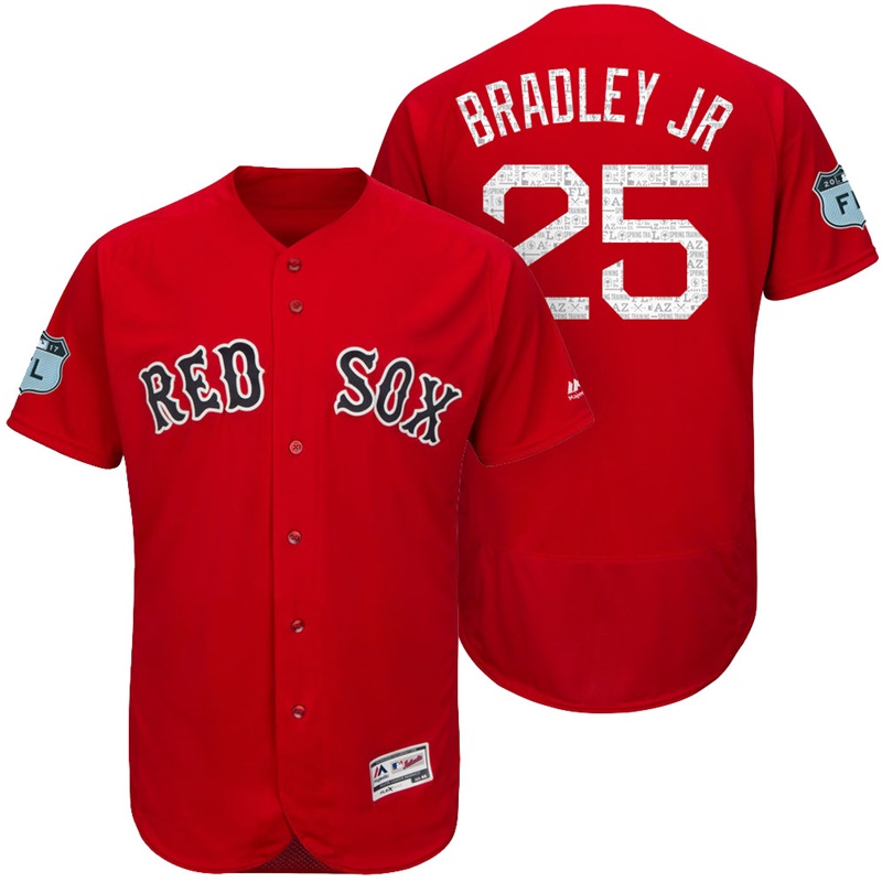 Boston Red Sox Jackie Bradley Jr. #25 Red 2017 Spring Training Grapefruit League Patch Authentic Collection Flex Base Jersey