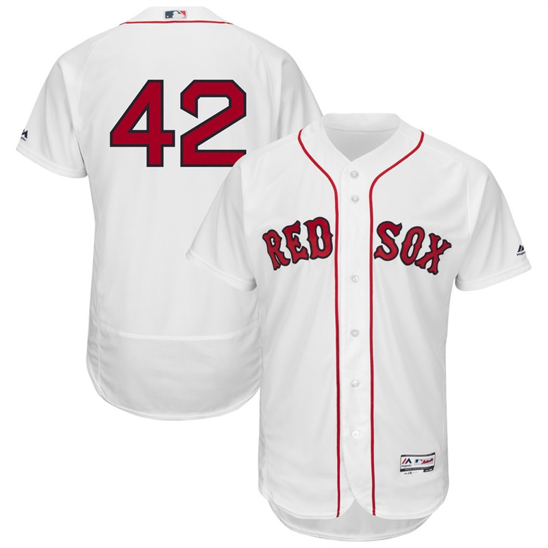 Men Boston Red Sox Jackie Robinson #42 White Commemorative Flex Base Jersey