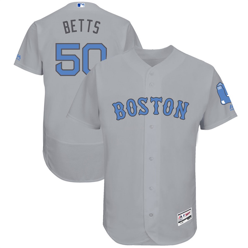 Mookie Betts #50 Men Boston Red Sox 2017 Father's Day Gray Flex Base Jersey