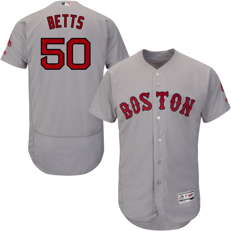 Men Boston Red Sox Mookie Betts #50 Gray Alternate Flex Base Jersey