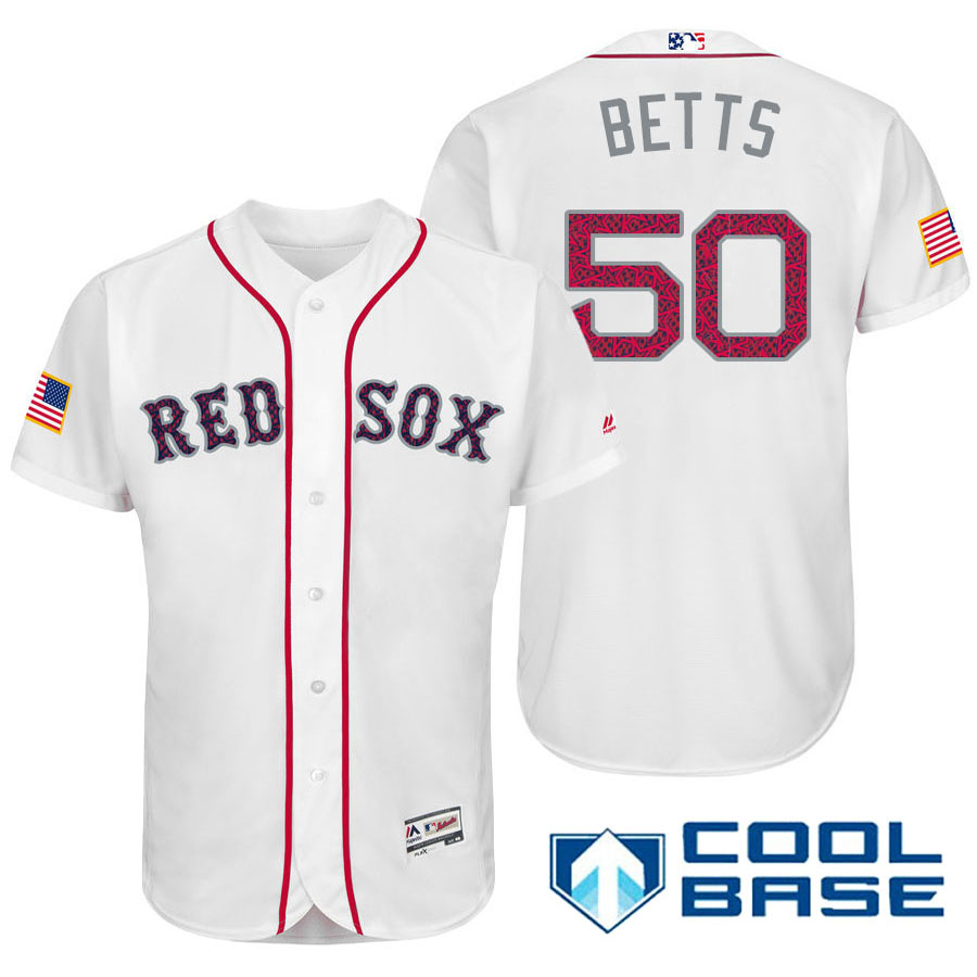 Boston Red Sox #50 Mookie Betts White Stars & Stripes 2016 Independence Day Cool Base Jersey