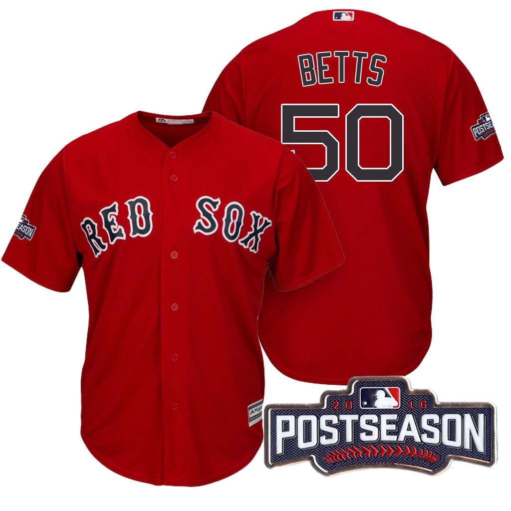 Boston Red Sox Mookie Betts #50 AL East Division Champions Red 2016 Postseason Patch Cool Base Jersey