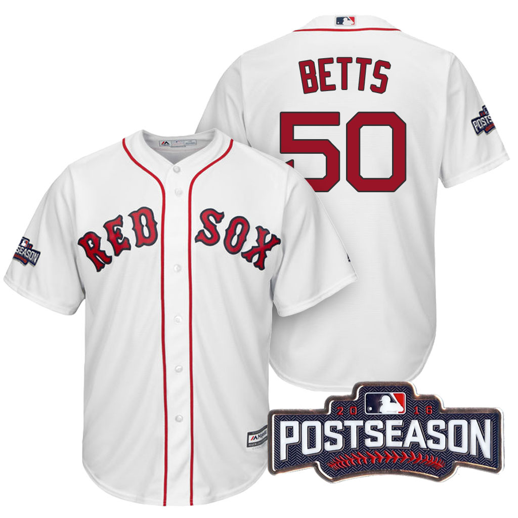 Boston Red Sox Mookie Betts #50 AL East Division Champions White 2016 Postseason Patch Cool Base Jersey