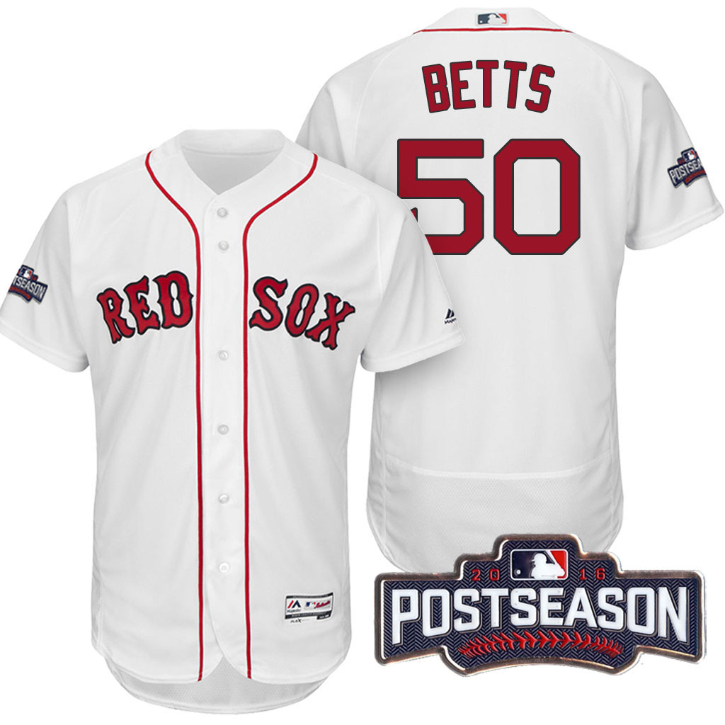 Boston Red Sox Mookie Betts #50 AL East Division Champions White 2016 Postseason Patch Flex Base Jersey