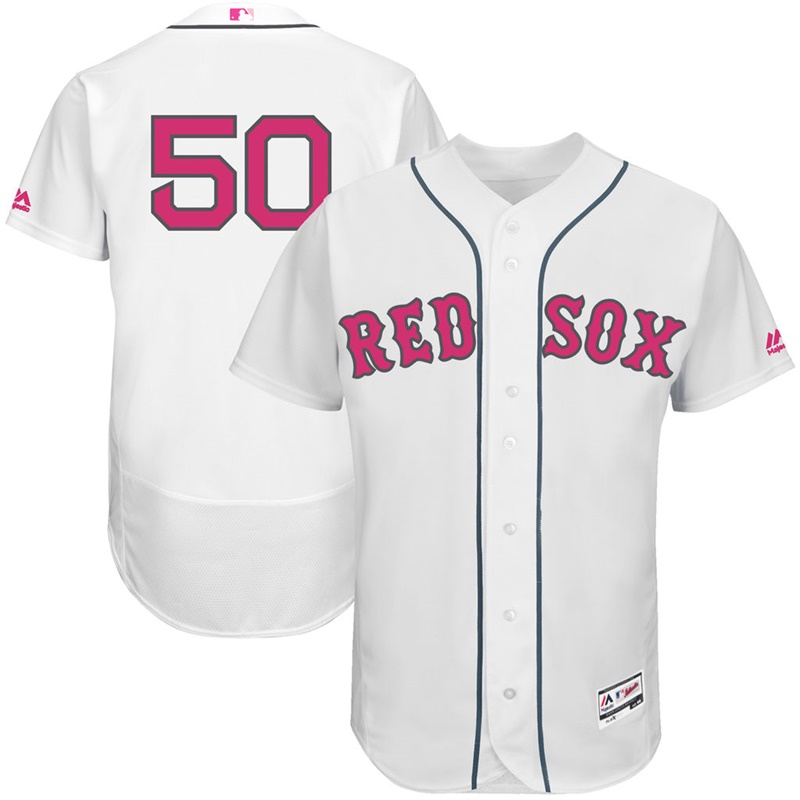 Mookie Betts #50 Men Boston Red Sox 2017 Mother's Day White Flex Base Jersey