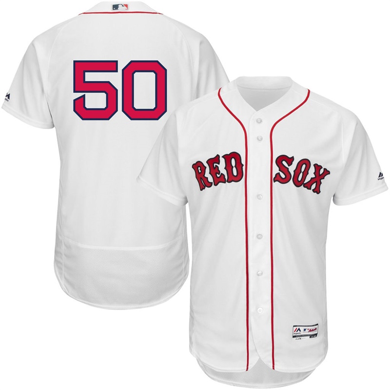 Men Boston Red Sox Mookie Betts #50 White Home Flex Base Jersey