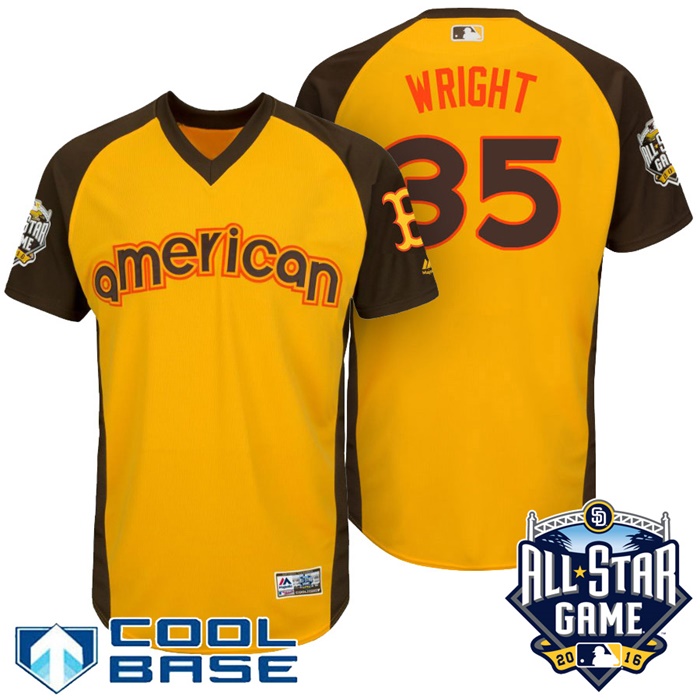 2016 MLB All-Star American Boston Red Sox Steven Wright #35 Yellow Home Run Derby Cool Base Jersey