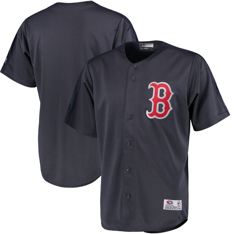 Boston Red Sox Stitches Charcoal Button Down Hot Corner Polyester Jersey