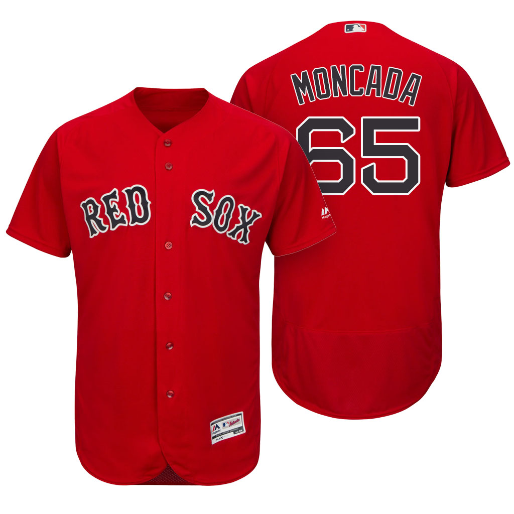 Boston Red Sox Yoan Moncada #65 Alternate Red Authentic Collection Flex Base Flex Base Jersey