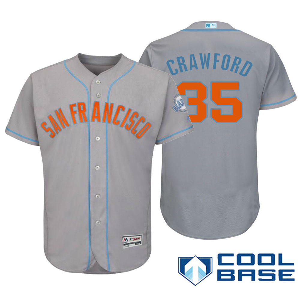 San Francisco Giants #35 Brandon Crawford Majestic Gray Fashion 2016 Father's Day Cool Base Jersey