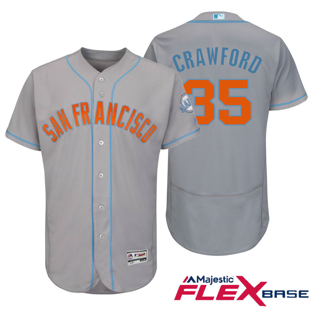 San Francisco Giants #35 Brandon Crawford Majestic Gray Fashion 2016 Father's Day Flex Base Jersey