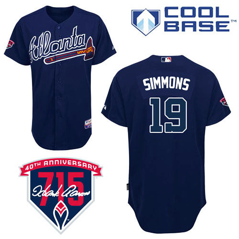 Atlanta Braves #19 Andrelton Simmons Men's Authentic Navy Blue Alternate Majestic MLB Cool Base Jersey