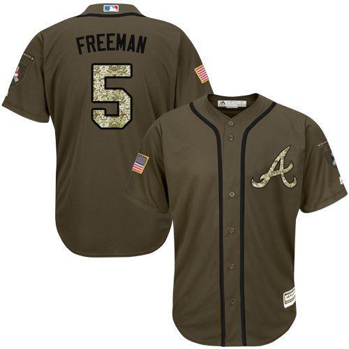 Atlanta Braves #5 Freddie Freeman Olive Camo Stitched Baseball Jersey