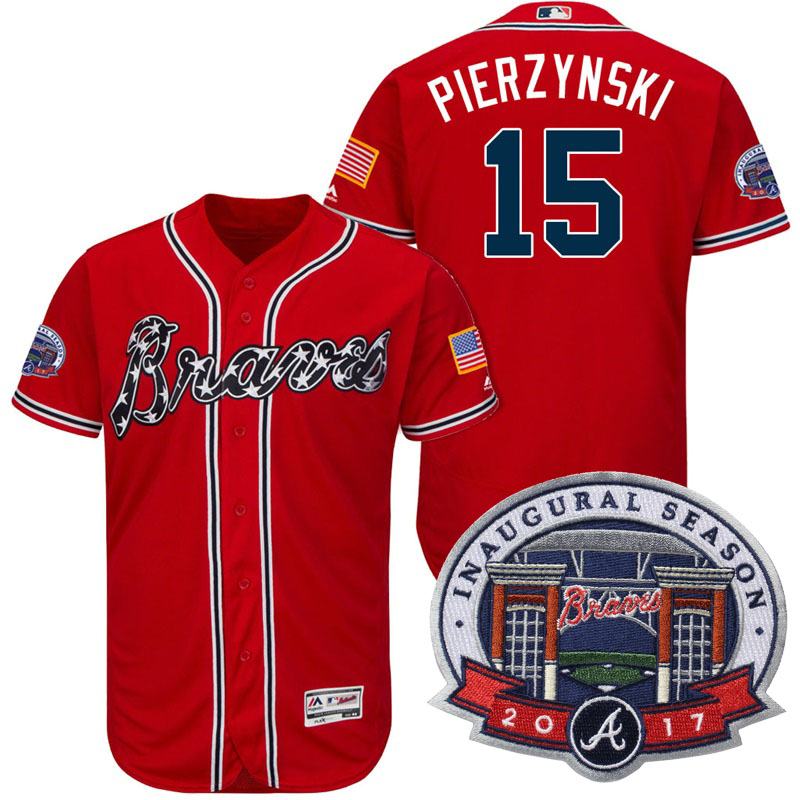 Atlanta Braves #15 A.J. Pierzynski Red 2017 Flex Base All-Star Game Patch Jersey