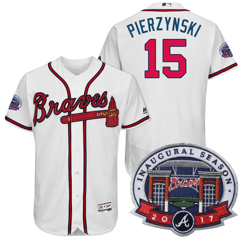 Atlanta Braves #15 A.J. Pierzynski White 2017 Flex Base All-Star Game Patch Jersey