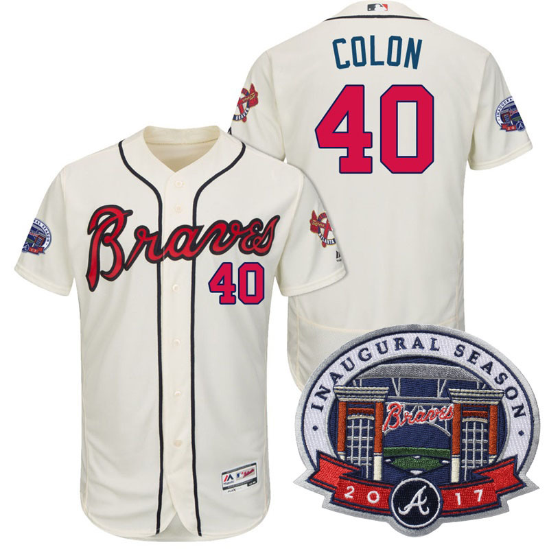 Atlanta Braves #40 Bartolo Colon Cream 2017 Flex Base All-Star Game Patch Jersey