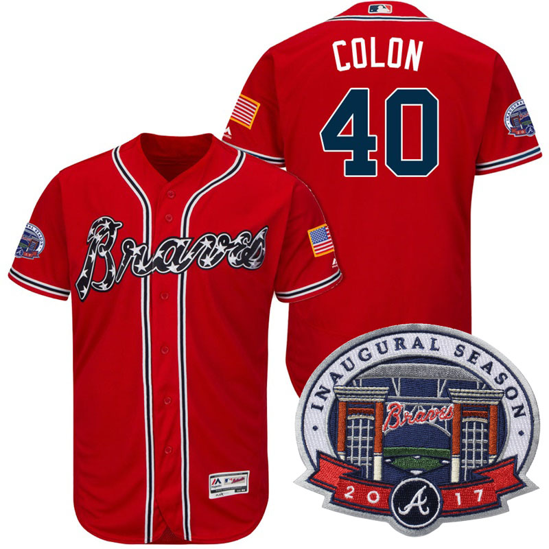 Atlanta Braves #40 Bartolo Colon Red 2017 Flex Base All-Star Game Patch Jersey