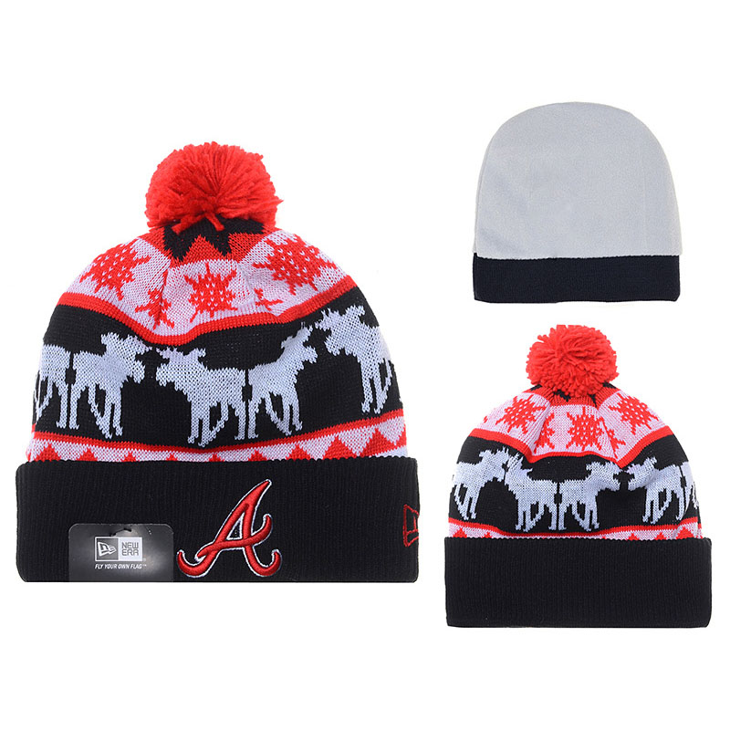 Atlanta Braves Black Christmas 2016 Cuffed Knit Hat With Pom