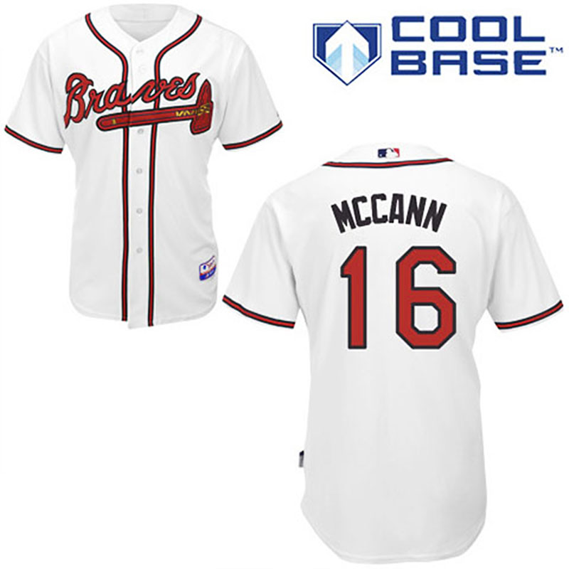 Atlanta Braves #16 Brian McCann White Home Cool Base Jersey