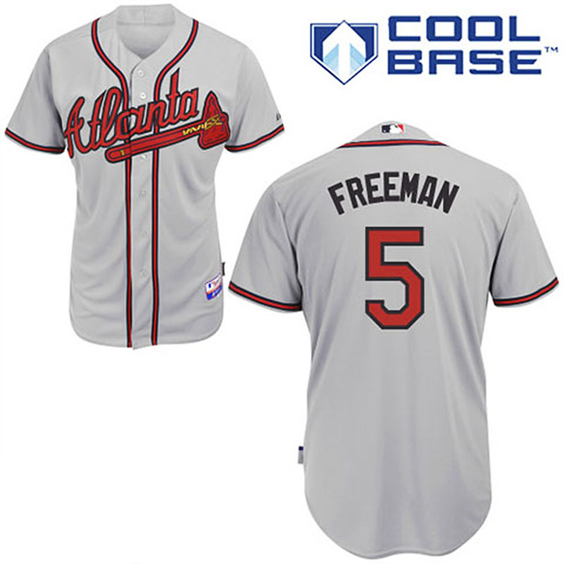 Atlanta Braves #5 Freddie Freeman Grey Road Cool Base Jersey