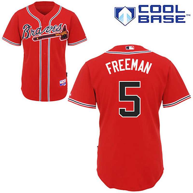 Atlanta Braves #5 Freddie Freeman Red Alternate Cool Base Jersey