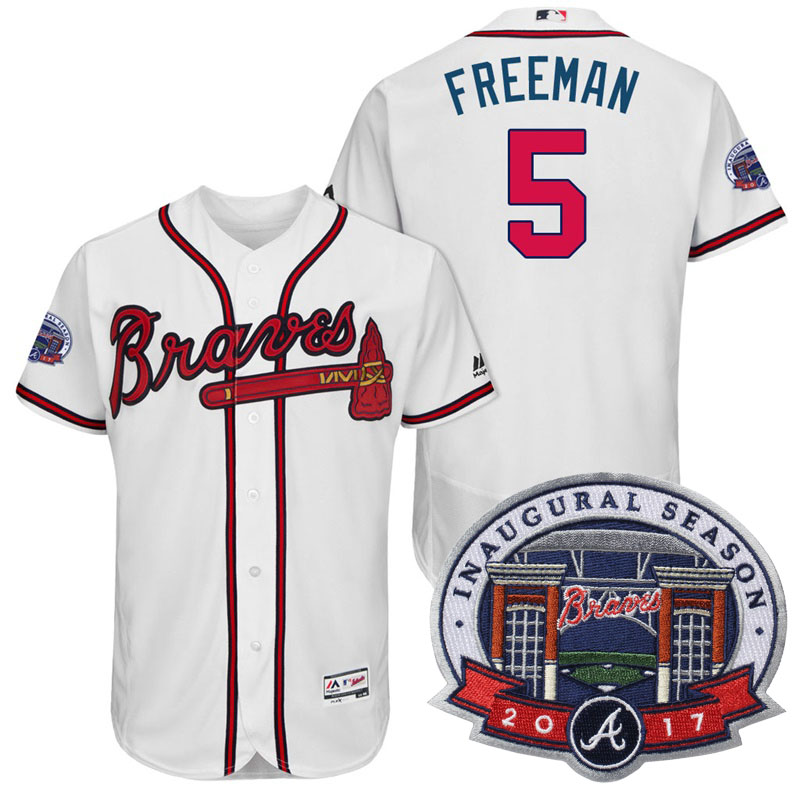 Atlanta Braves #5 Freddie Freeman White 2017 Flex Base All-Star Game Patch Jersey