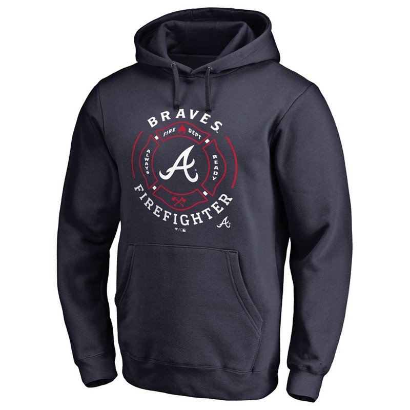 Atlanta Braves Navy Firefighter Aunthetic Pullover Hoodie