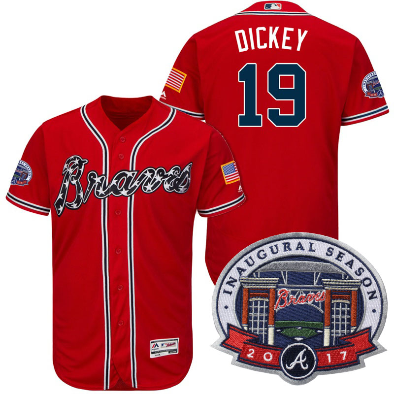 Atlanta Braves #19 R.A. Dickey Red 2017 Flex Base All-Star Game Patch Jersey