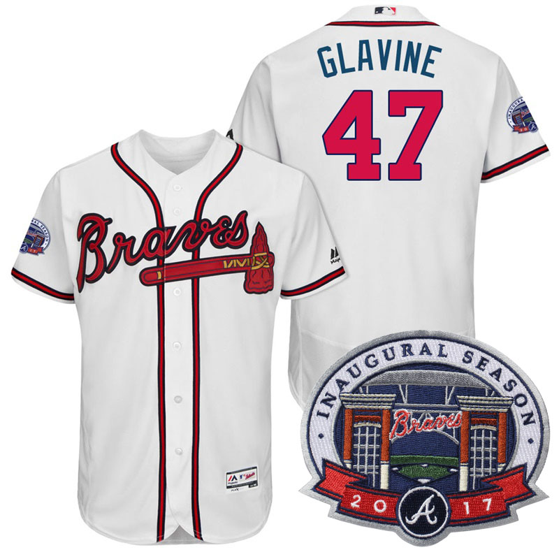 Atlanta Braves #47 Tom Glavine White 2017 Flex Base All-Star Game Patch Jersey