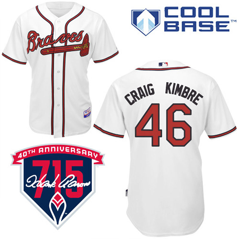 Atlanta Braves #46 Craig Kimbrel Men's Authentic White Home Majestic MLB Cool Base Jersey