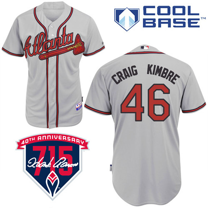 Atlanta Braves #46 Craig Kimbrel Men's Authentic Grey Road Majestic MLB Cool Base Jersey