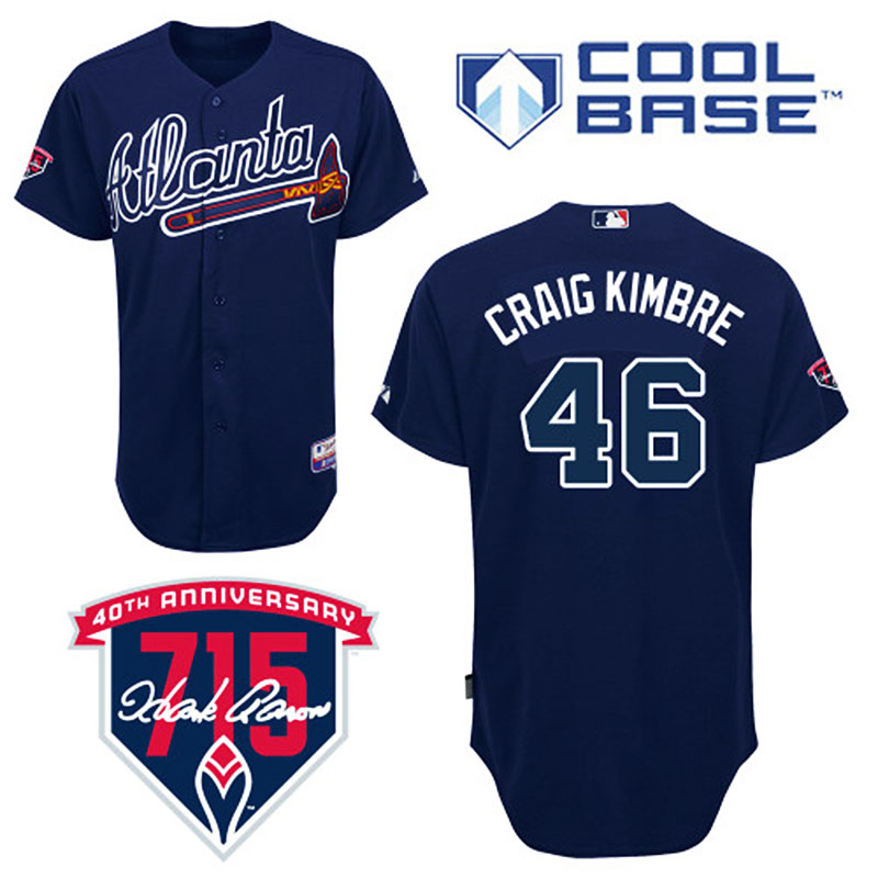 Atlanta Braves #46 Craig Kimbrel Men's Authentic Navy Blue Alternate Majestic MLB Cool Base Jersey