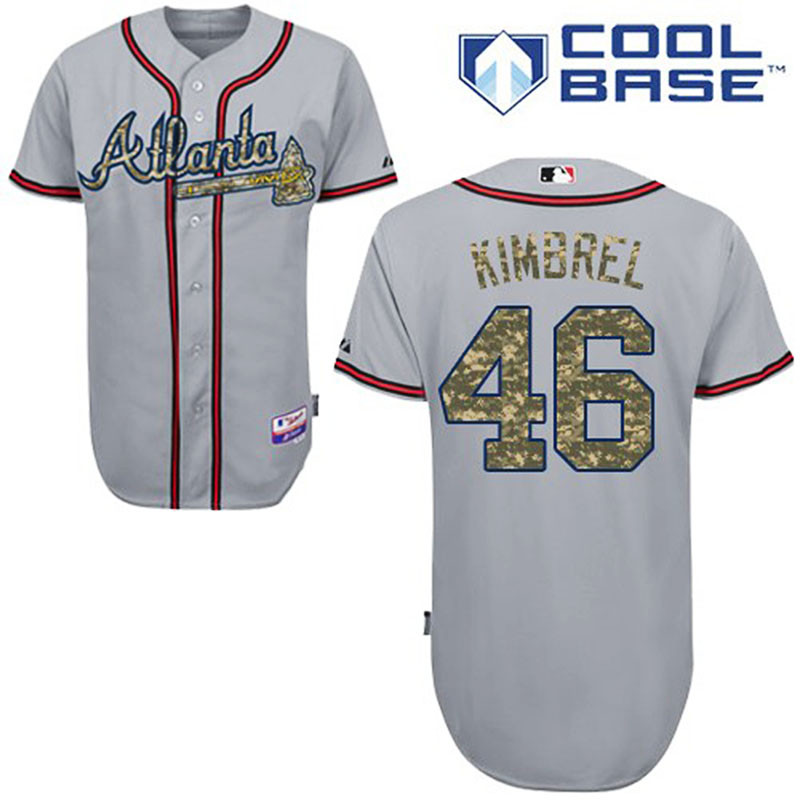 Atlanta Braves #46 Craig Kimbrel Men's Authentic Grey USMC Majestic MLB Cool Base Jersey