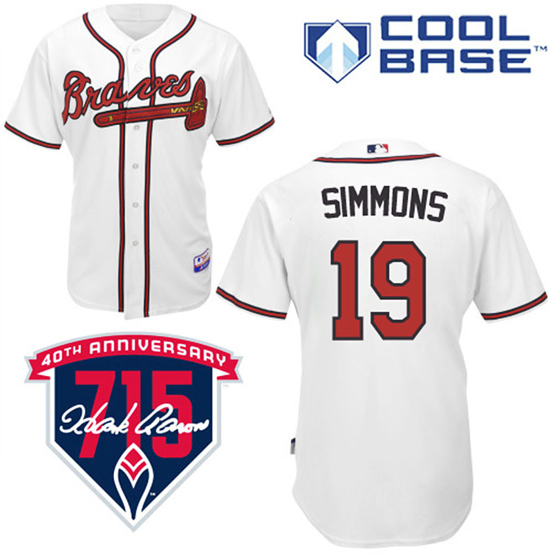 Atlanta Braves #19 Andrelton Simmons Men's Authentic White Home Majestic MLB Cool Base Jersey