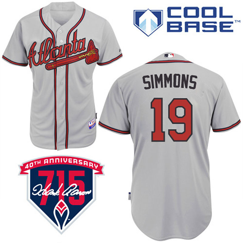 Atlanta Braves #19 Andrelton Simmons Men's Authentic Grey Road Majestic MLB Cool Base Jersey