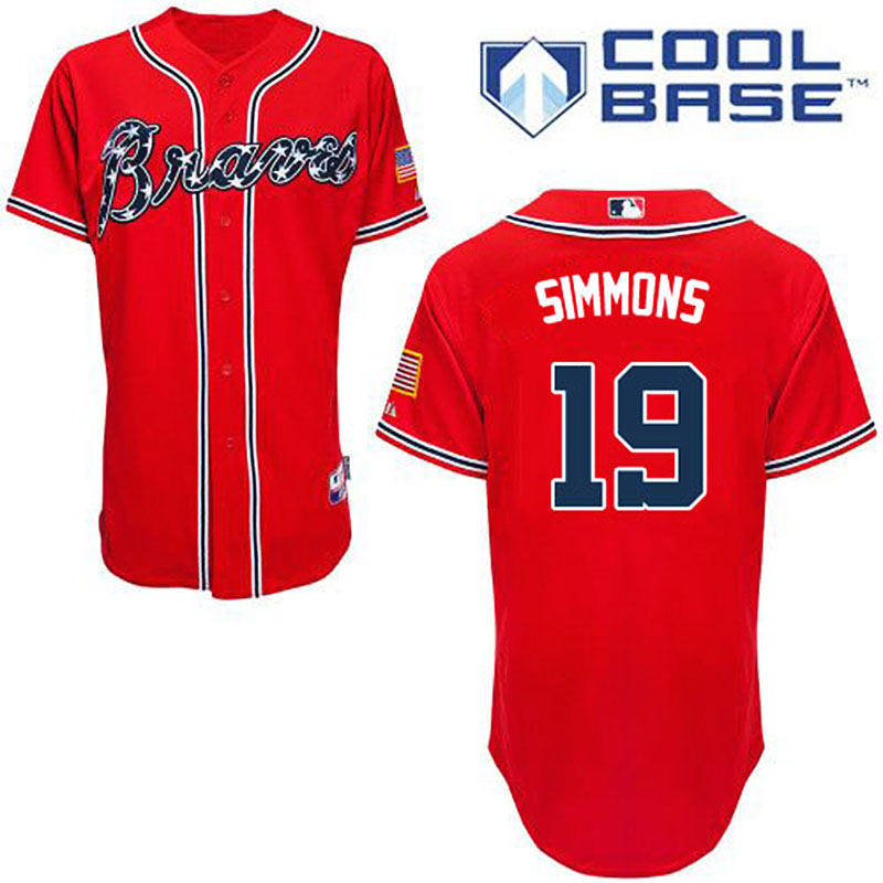 Atlanta Braves #19 Andrelton Simmons Men's Authentic Red Alternate Majestic MLB Cool Base Jersey