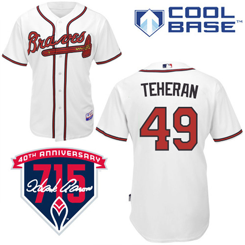 Atlanta Braves #49 Julio Teheran Men's Authentic White Home Majestic MLB Cool Base Jersey