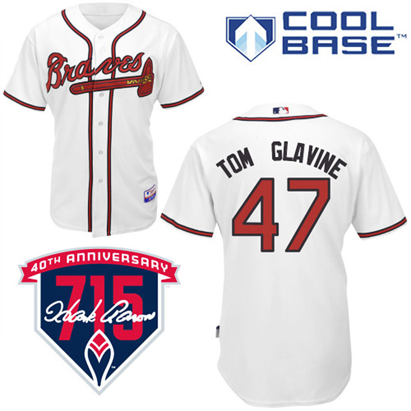 Atlanta Braves #47 Tom Glavine Men's Authentic White Home Majestic MLB Cool Base Jersey