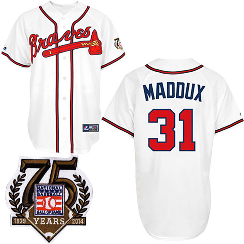 Atlanta Braves #31 Greg Maddux Men's Authentic White Majestic MLB Jersey