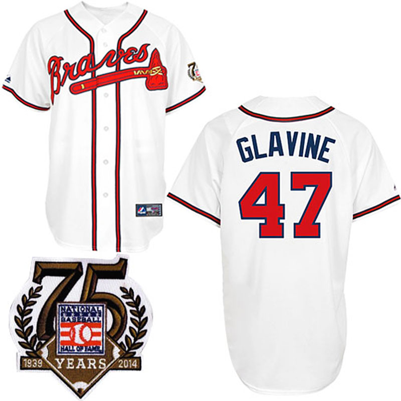 Atlanta Braves #47 Tom Glavine Men's Authentic White Majestic MLB Jersey