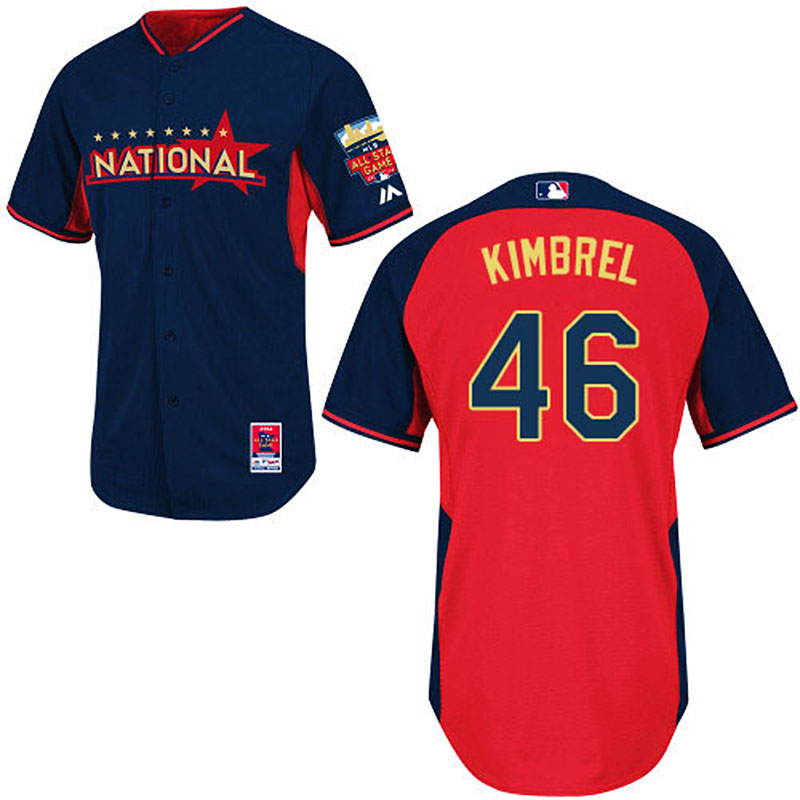 Atlanta Braves #46 Craig Kimbrel Men's Authentic Navy/Red National League 2014 All Star BP Majestic MLB Jersey